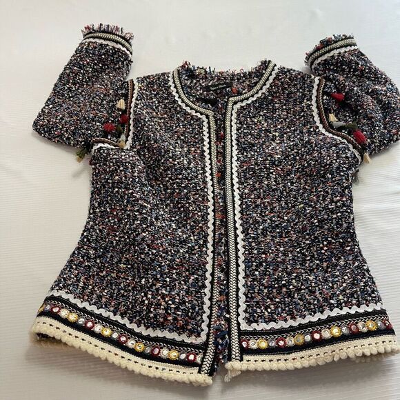 Lea & Viola Boucle Fringe Tassel Trim Jacket Size Small - Picture 6 of 9